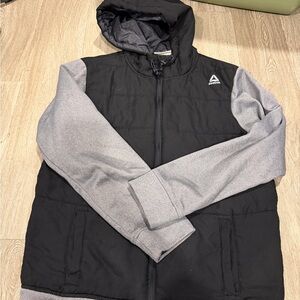 Reebok Men's Black and Gray Puffer Jacket
